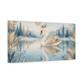 Side Mockup 3. Nature Swan Blue And Brown Swan shown as stretched canvas wall art