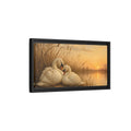 Side Mockup 8. Nature Swans Golden Sunset Swans shown as stretched canvas wall art