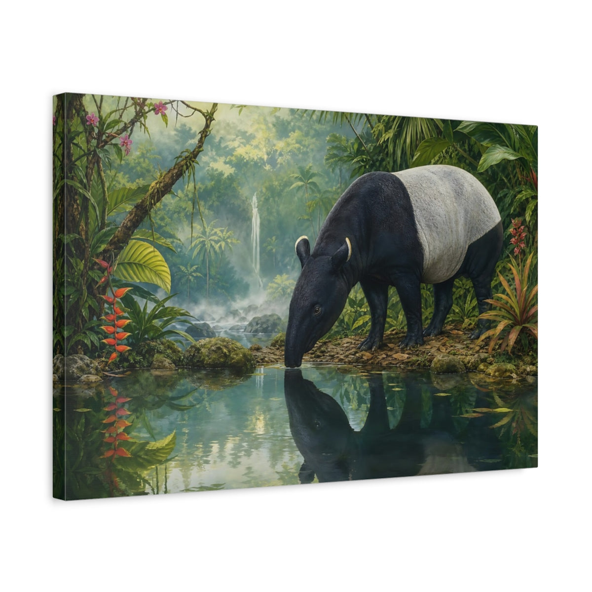 Side Mockup 3. Nature Tapir Green Jungle Tapir shown as canvas print