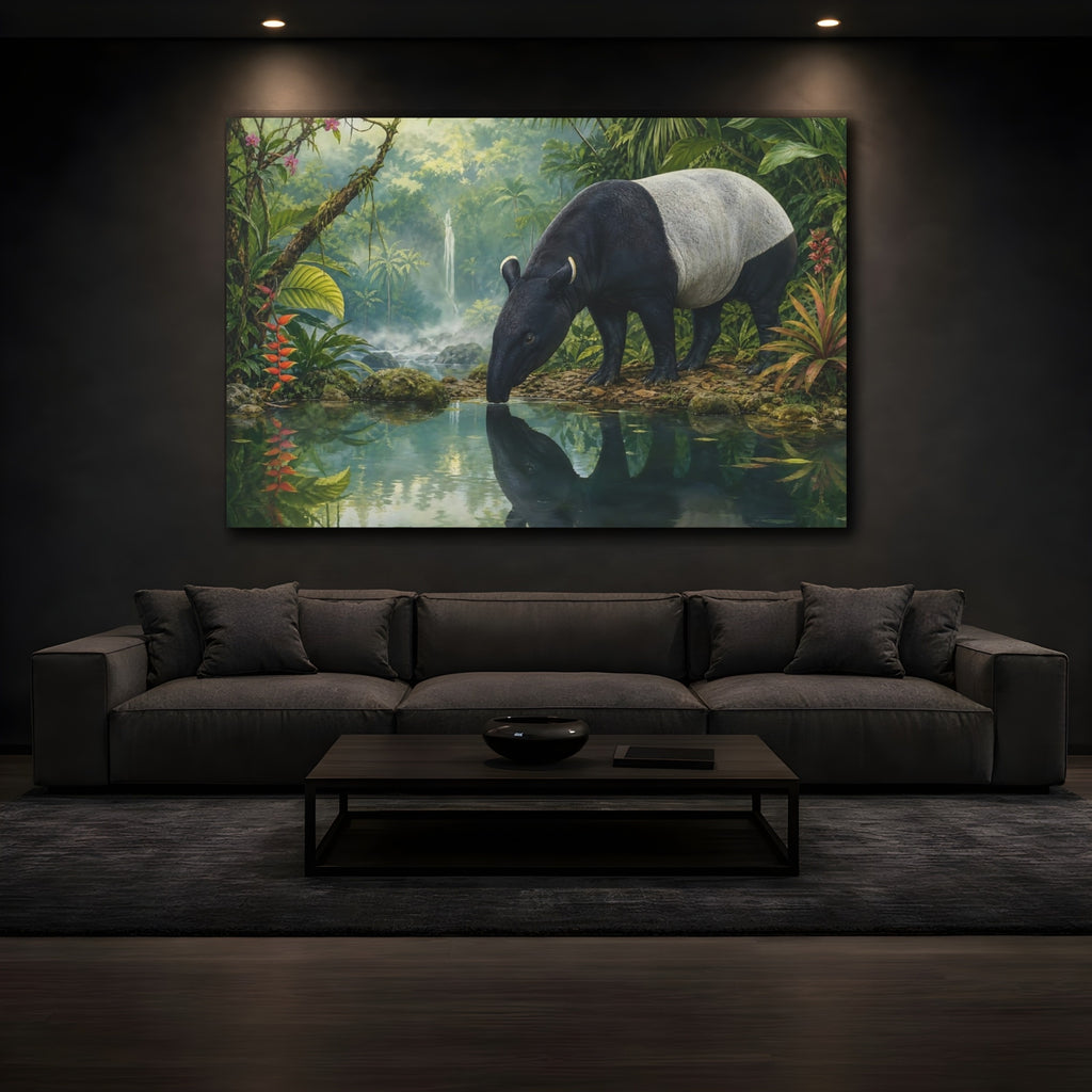 Mockup 3. Nature Tapir Green Jungle Tapir shown as canvas print