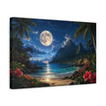 Side Mockup 4. Nature Tropical Beach Moonlit Tropical Beach shown as canvas print