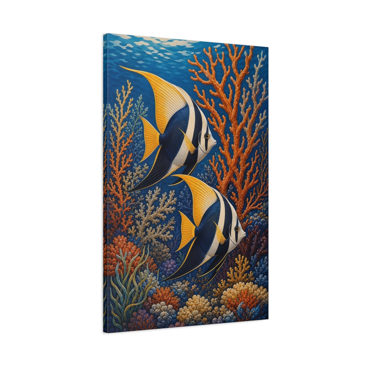 Main Mockup. Nature Tropical Fish Colorful Tropical Fish shown as stretched canvas wall art