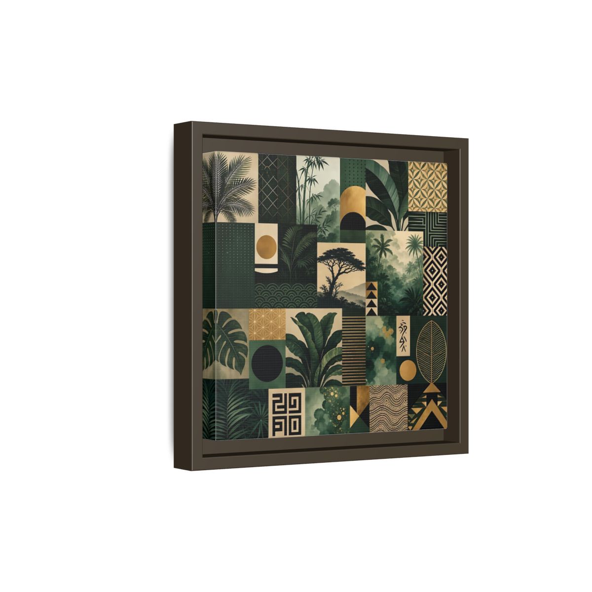 Side Mockup 20. Nature Tropical Foliage Green Gold Nature shown as stretched canvas wall art