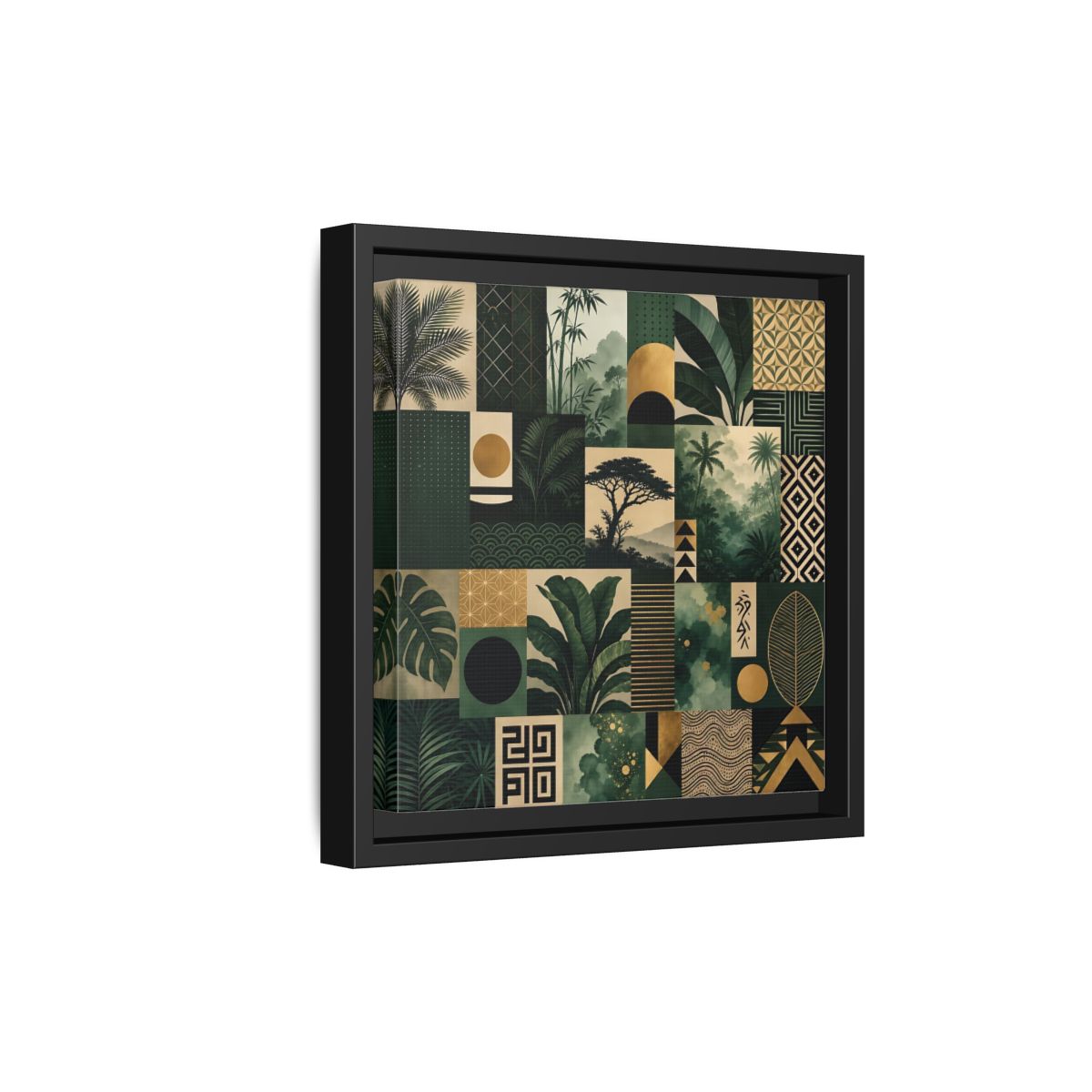 Side Mockup 21. Nature Tropical Foliage Green Gold Nature shown as stretched canvas wall art