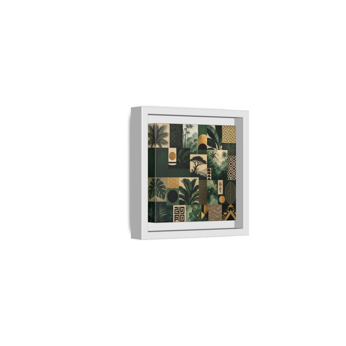Side Mockup 22. Nature Tropical Foliage Green Gold Nature shown as stretched canvas wall art