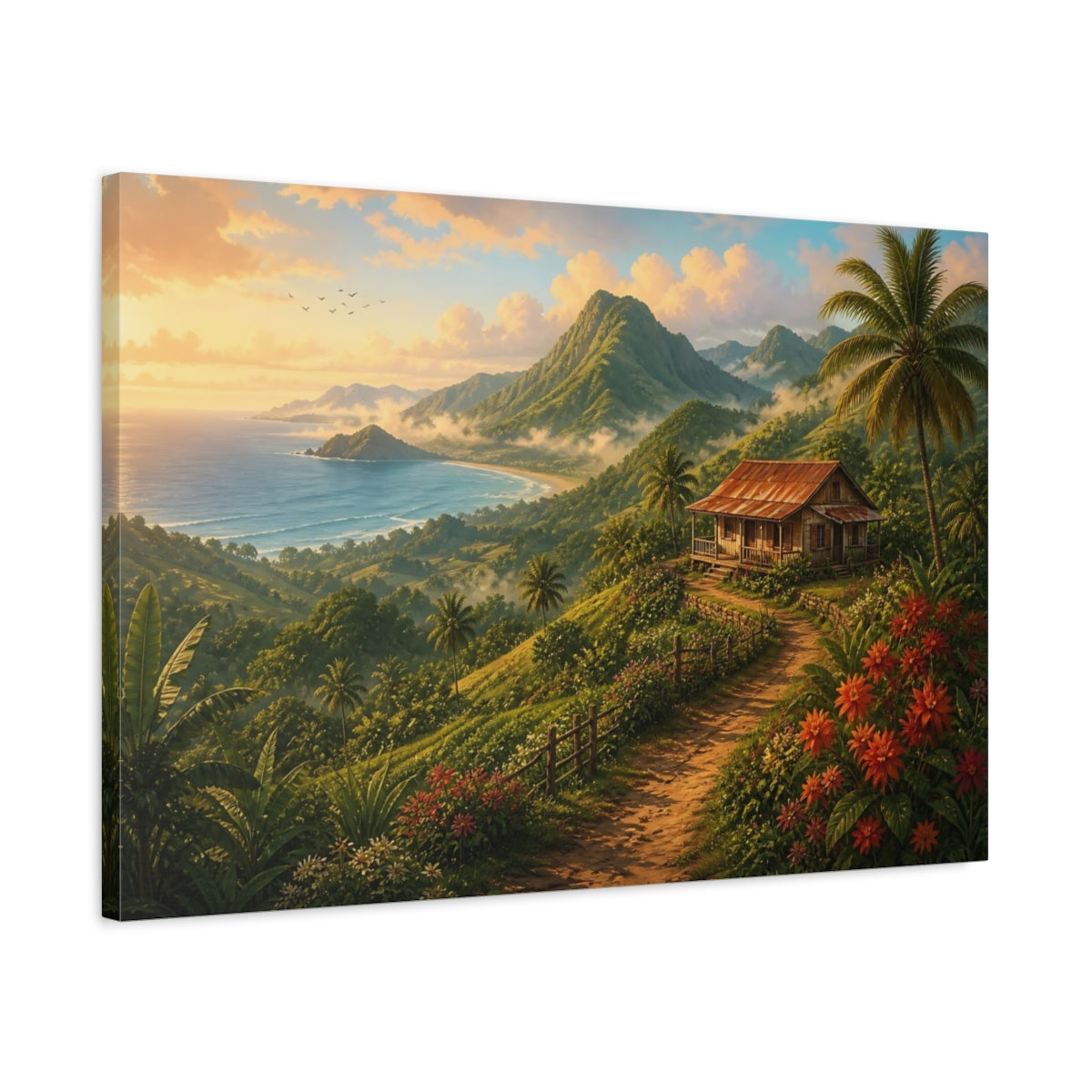 Side Mockup 2. Nature Tropical Landscape Tropical Landscape shown as stretched canvas wall art