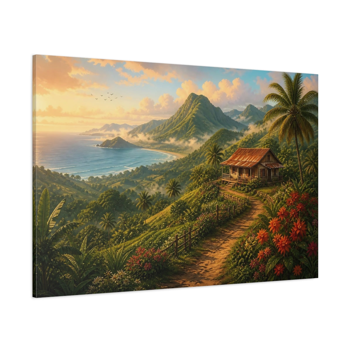Side Mockup 1. Nature Tropical Landscape Tropical Landscape shown as stretched canvas wall art