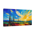 Side Mockup 3. Nature Tuscan Landscape Vibrant Tuscan Landscape shown as stretched canvas wall art