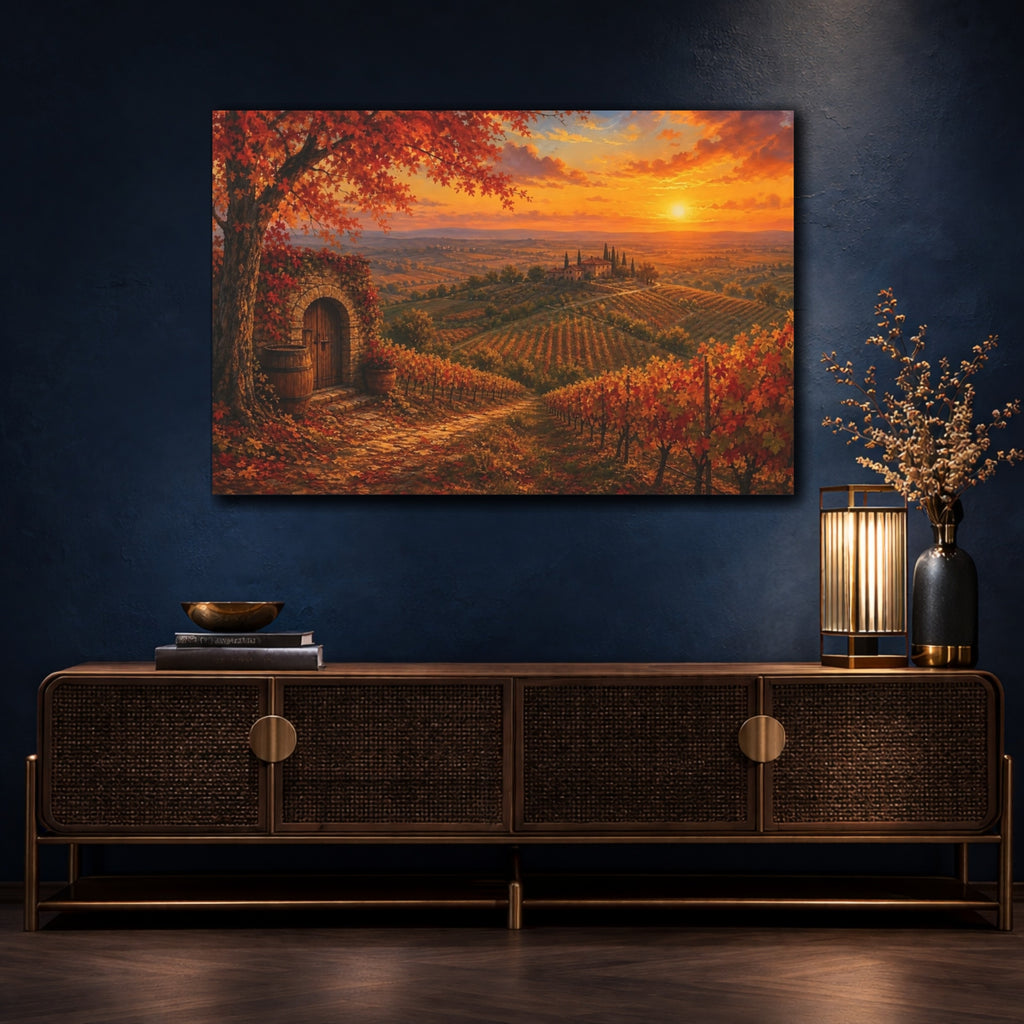 Mockup 4. Nature Vineyard Autumn Sunset shown as canvas print