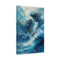 Side Mockup 4. Nature Water Couple Blue And Gold shown as stretched canvas wall art