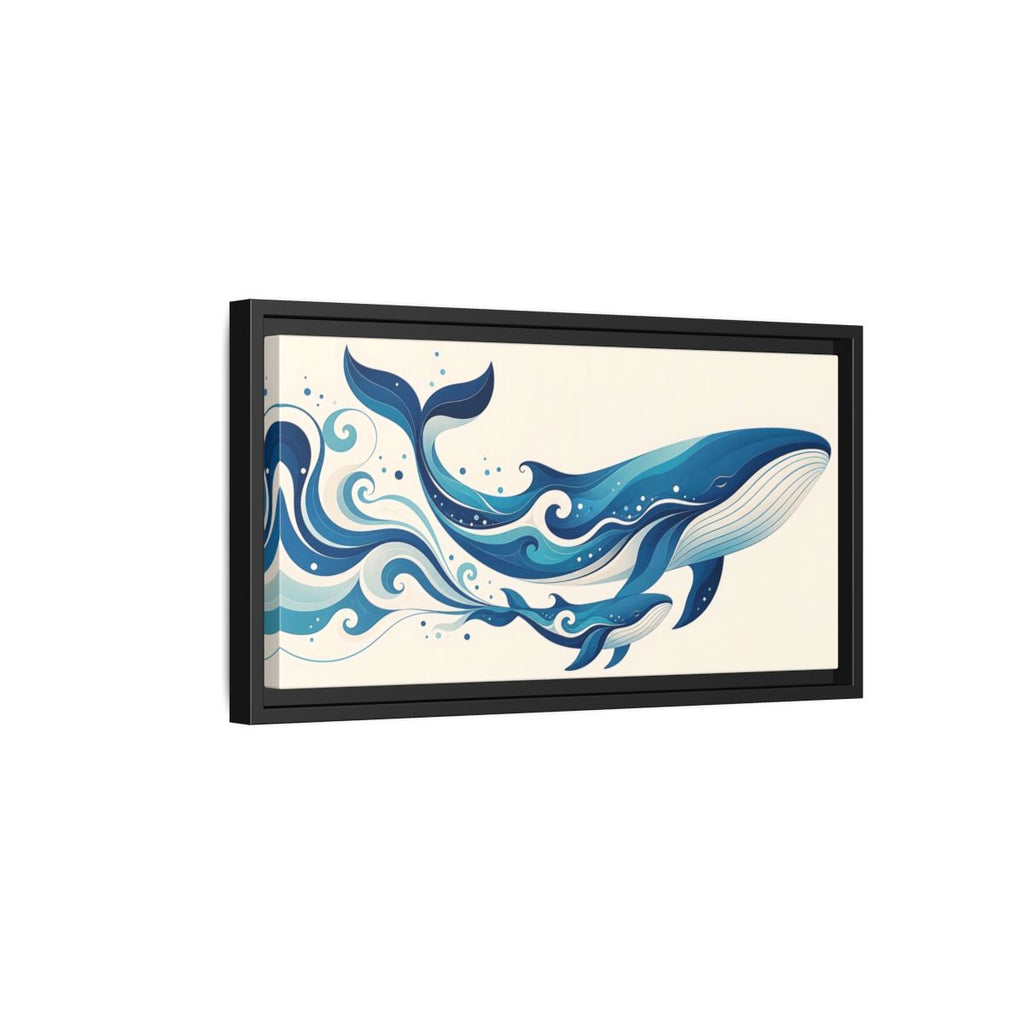 Side Mockup 8. Nature Whales Blue Whales shown as stretched canvas wall art