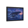 Side Mockup 6. Nature Whales Blue Purple Whales shown as stretched canvas wall art