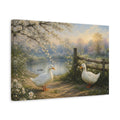 Side Mockup 4. Nature White Ducks Spring Nature Scene shown as canvas print