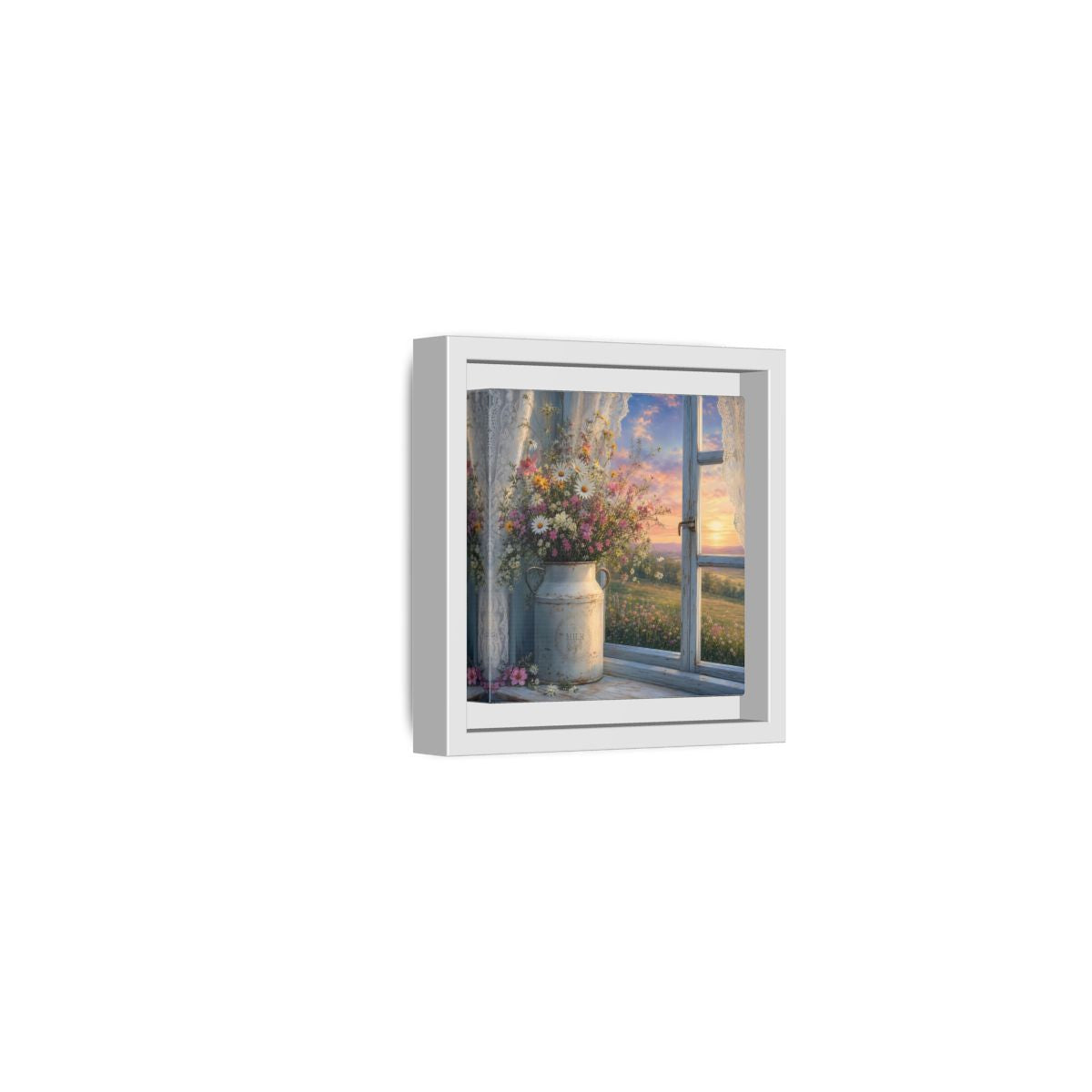 Side Mockup 22. Nature Wildflowers Floral Sunset shown as stretched canvas wall art