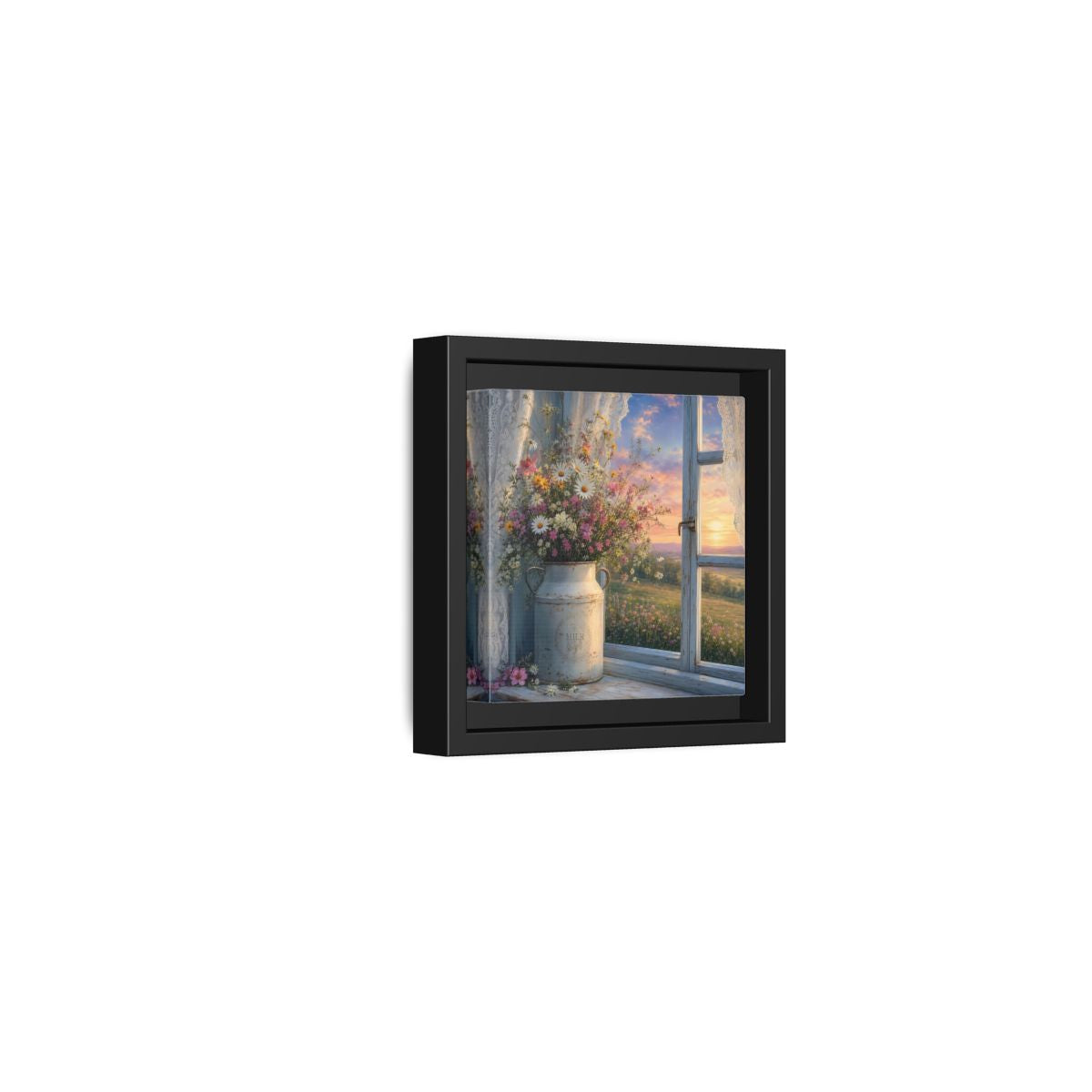 Side Mockup 24. Nature Wildflowers Floral Sunset shown as stretched canvas wall art