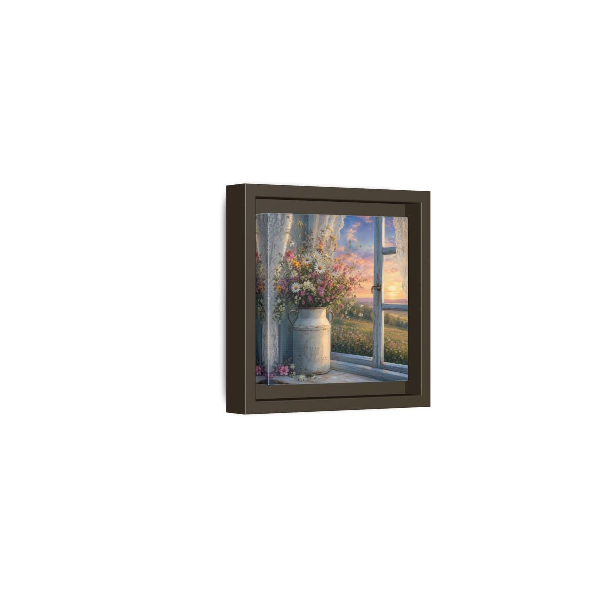 Side Mockup 23. Nature Wildflowers Floral Sunset shown as stretched canvas wall art