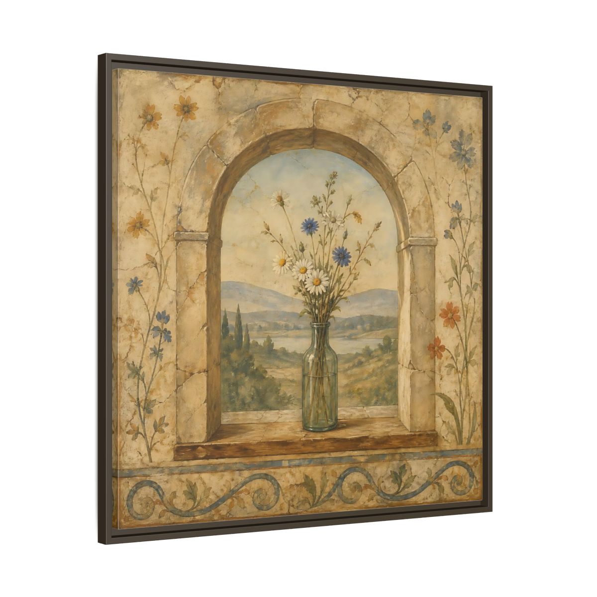 Main Mockup. Nature Wildflowers Rustic Floral Archway shown as stretched canvas wall art