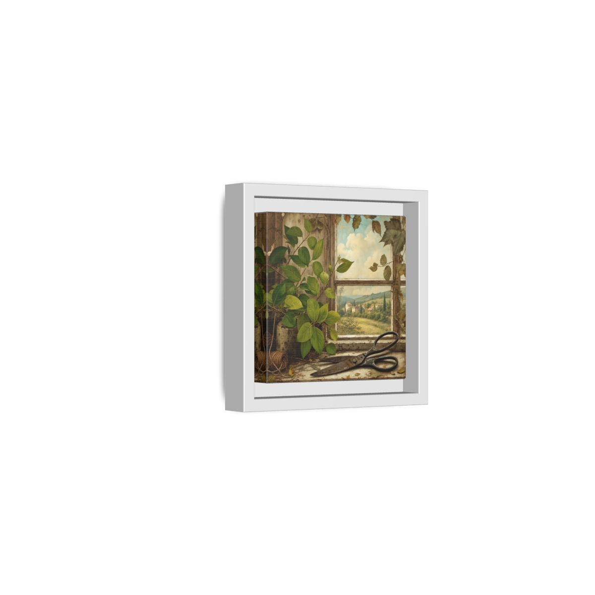 Side Mockup 22. Nature Window View Rustic Window View shown as stretched canvas wall art