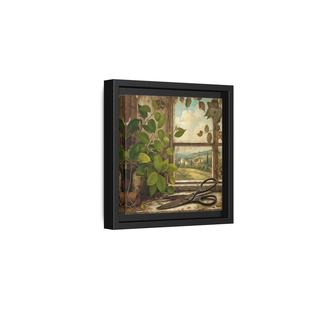 Side Mockup 3. Nature Window View Rustic Window View shown as stretched canvas wall art