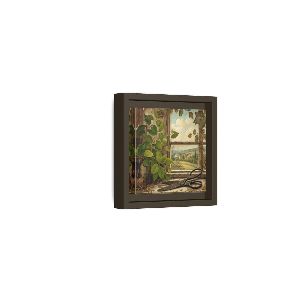 Side Mockup 23. Nature Window View Rustic Window View shown as stretched canvas wall art