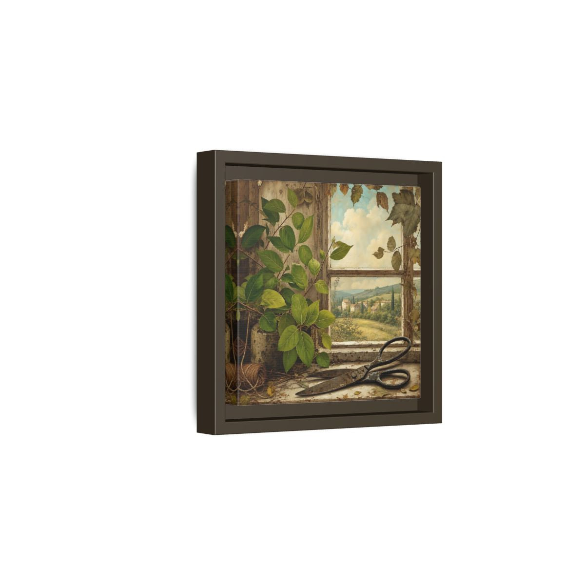 Side Mockup 2. Nature Window View Rustic Window View shown as stretched canvas wall art