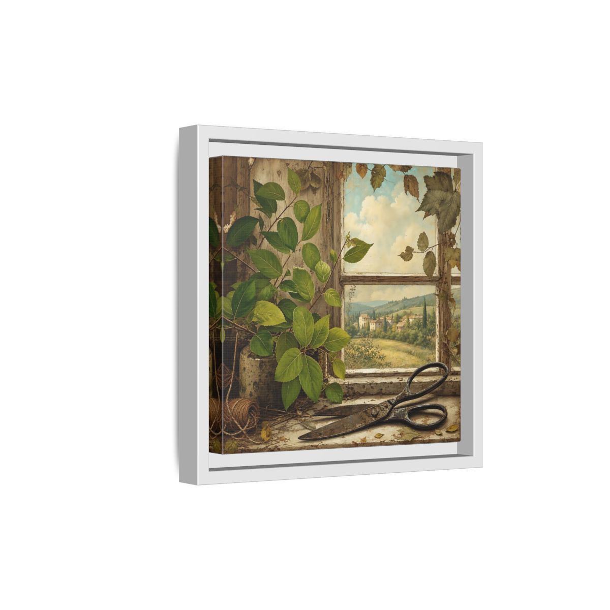 Side Mockup 19. Nature Window View Rustic Window View shown as stretched canvas wall art