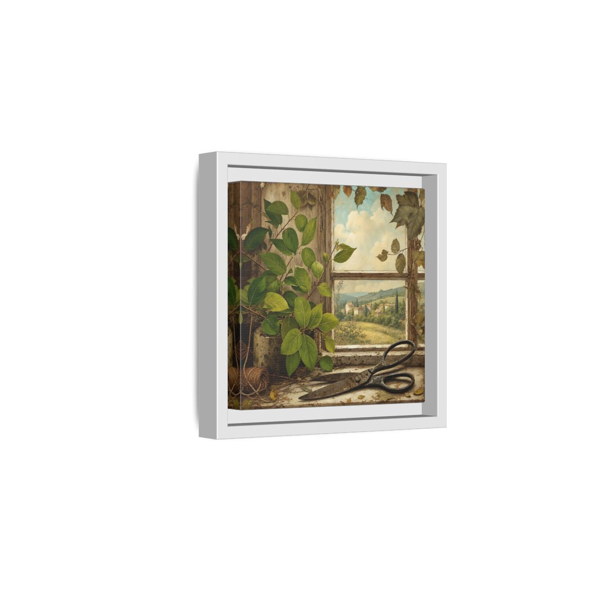Side Mockup 1. Nature Window View Rustic Window View shown as stretched canvas wall art
