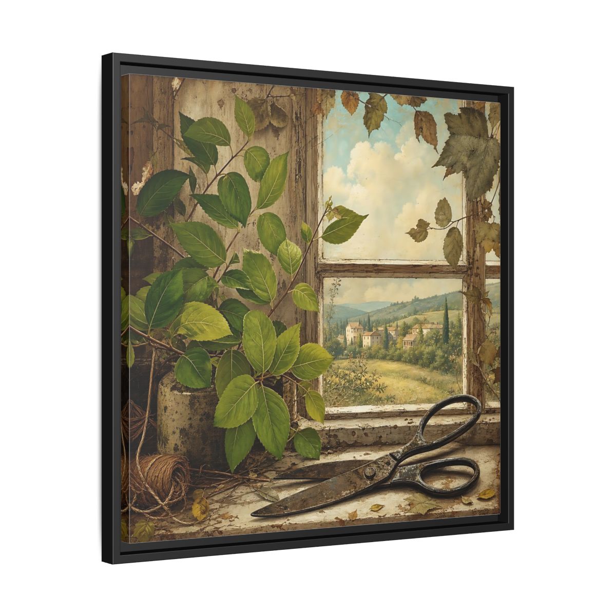 Side Mockup 31. Nature Window View Rustic Window View shown as stretched canvas wall art