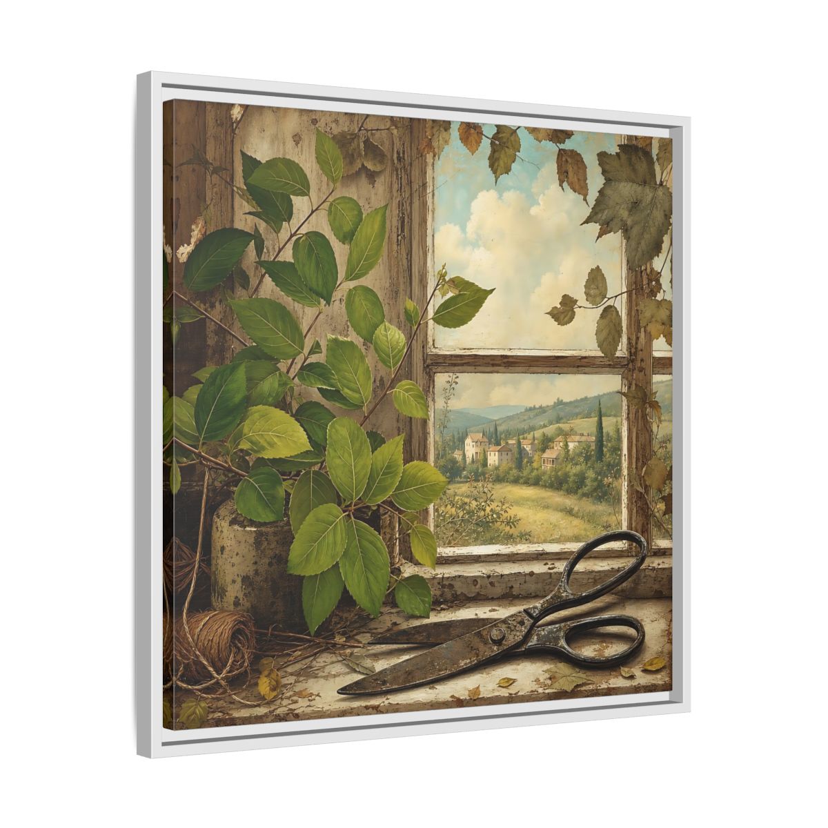 Side Mockup 26. Nature Window View Rustic Window View shown as stretched canvas wall art