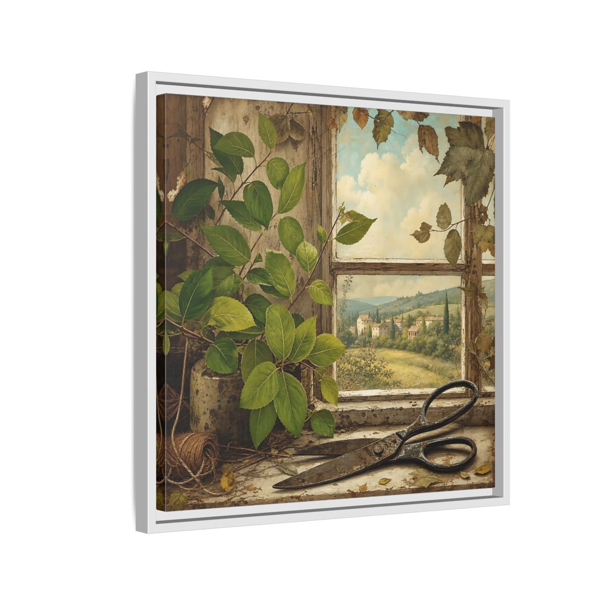 Side Mockup 10. Nature Window View Rustic Window View shown as stretched canvas wall art