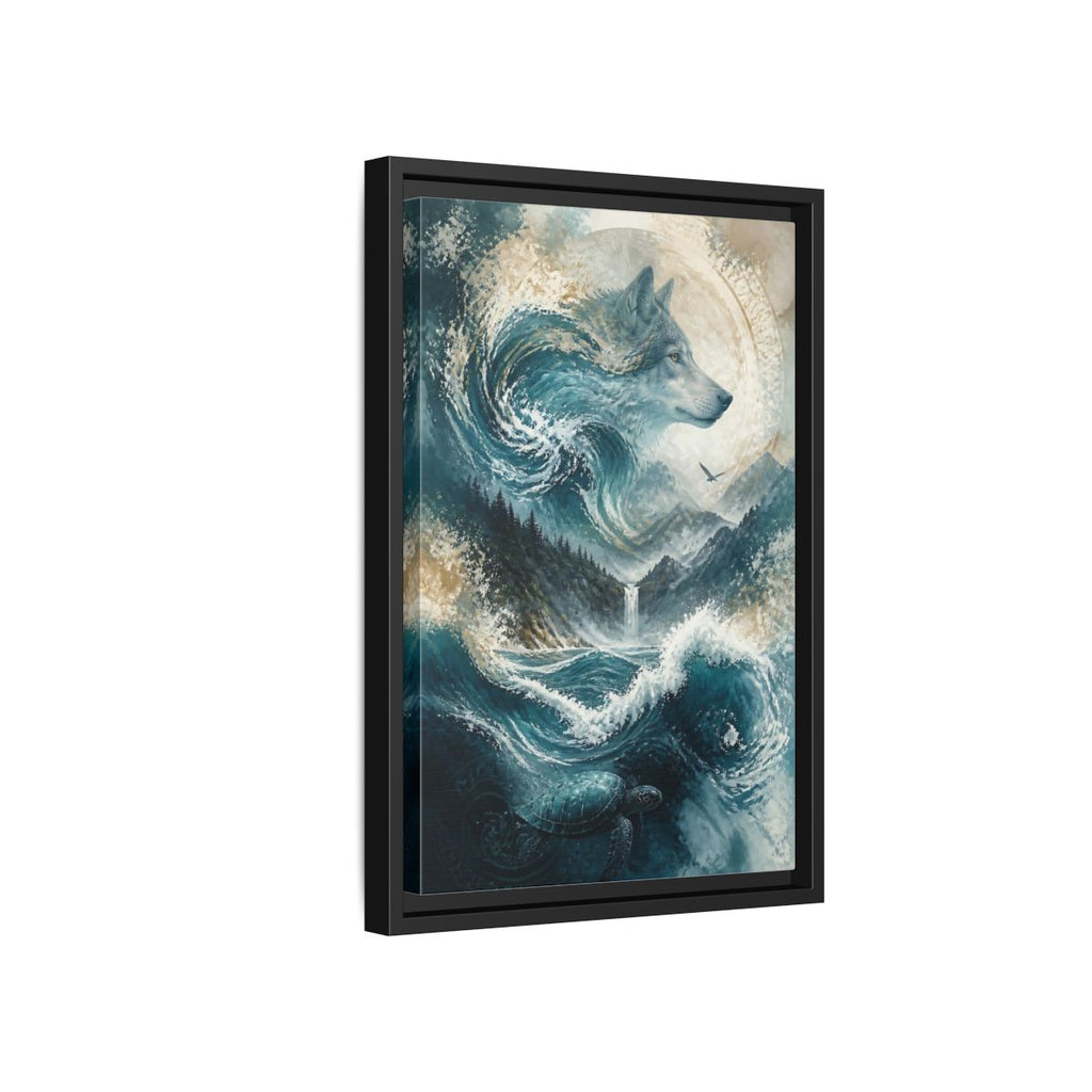 Side Mockup 6. Nature Wolf Blue Wolf Nature shown as stretched canvas wall art