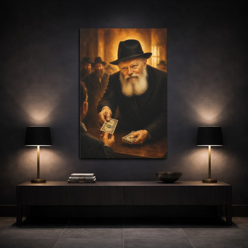 Mockup 3. Religious Bearded Man Warm Tones shown as stretched canvas wall art