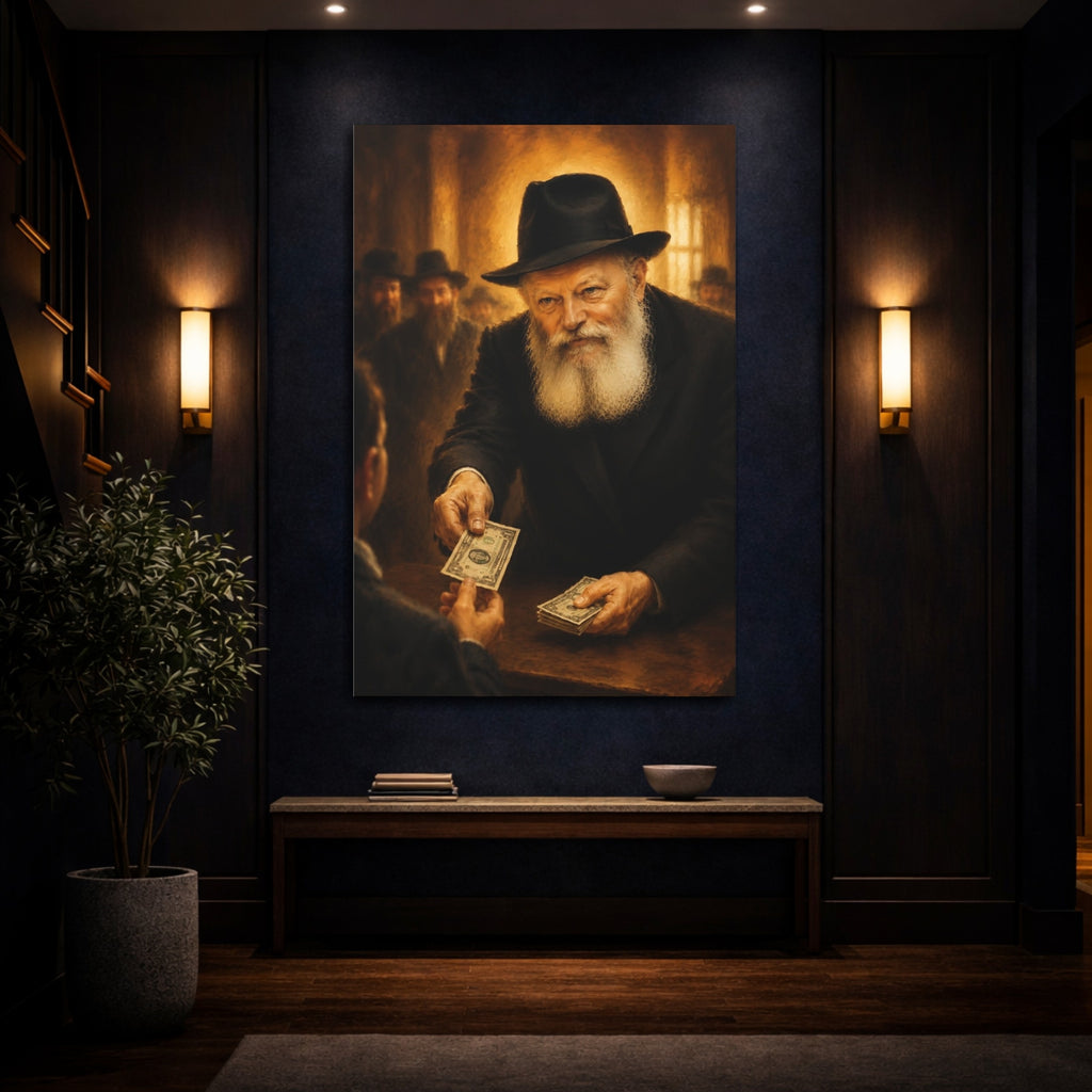 Mockup 4. Religious Bearded Man Warm Tones shown as stretched canvas wall art