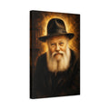 Side Mockup 4. Religious Elderly Man Brown And Gold Portrait shown as stretched canvas wall art