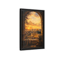 Side Mockup 6. Religious Jerusalem Cityscape Golden Cityscape shown as stretched canvas wall art