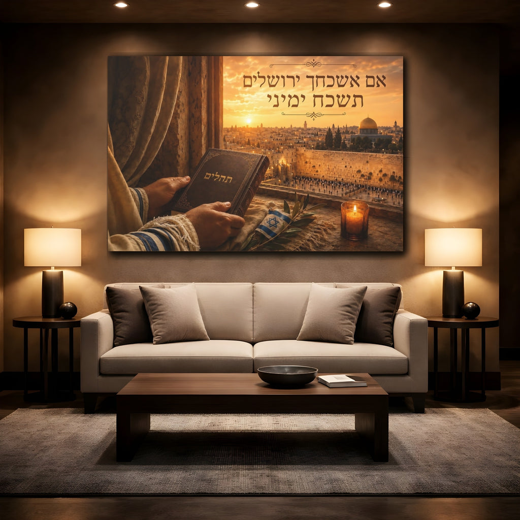 Mockup 2. Religious Jerusalem Jerusalem Sunset shown as stretched canvas wall art