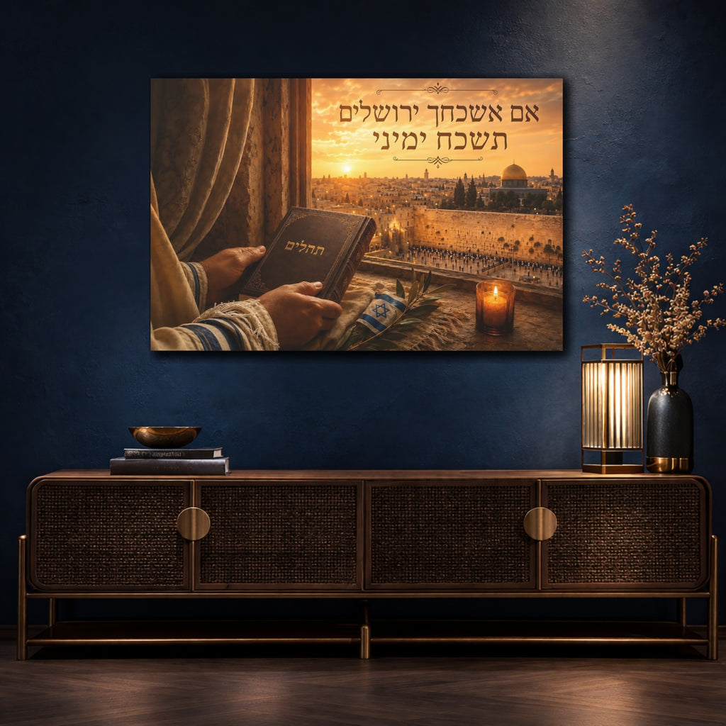 Mockup 4. Religious Jerusalem Jerusalem Sunset shown as stretched canvas wall art