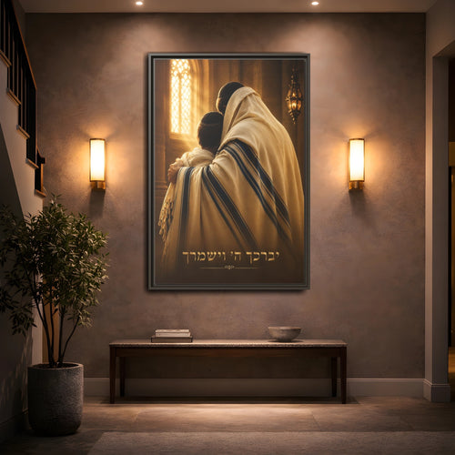 Mockup 2. Religious Religious Figures Golden Brown shown as stretched canvas wall art