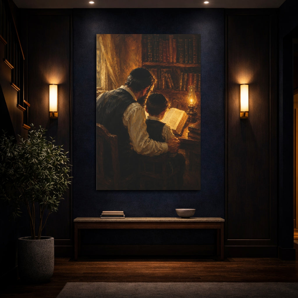 Mockup 4. Religious Religious Study Brown And Gold shown as stretched canvas wall art
