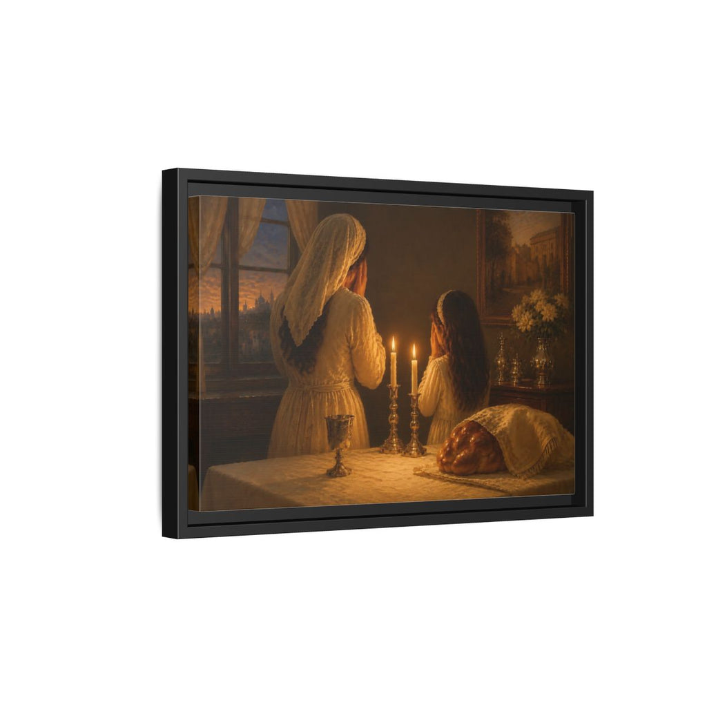 Side Mockup 6. Religious Shabbat Ritual Golden Glow shown as stretched canvas wall art