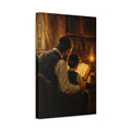 Side Mockup 4. Religious Religious Study Brown And Gold shown as stretched canvas wall art