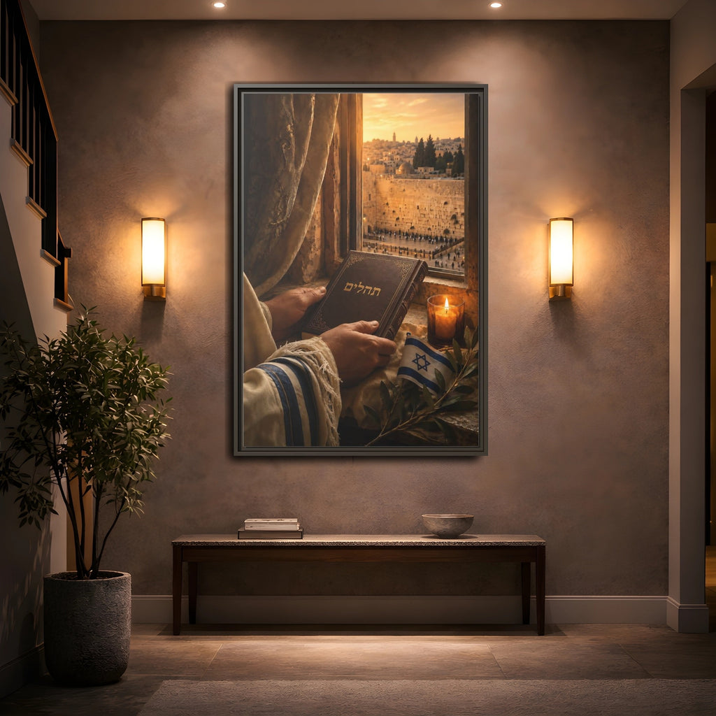 Mockup 2. Religious Wailing Wall Jerusalem Wailing Wall shown as stretched canvas wall art