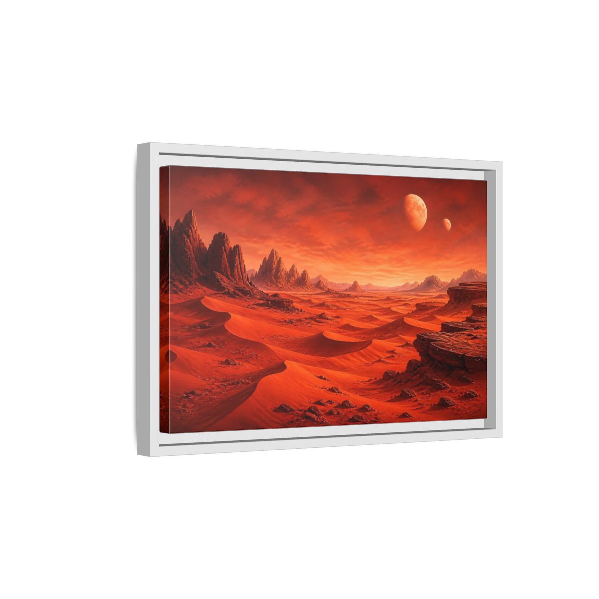 Side Mockup 4. Science Fiction Alien Landscape Red Desert Landscape shown as stretched canvas wall art