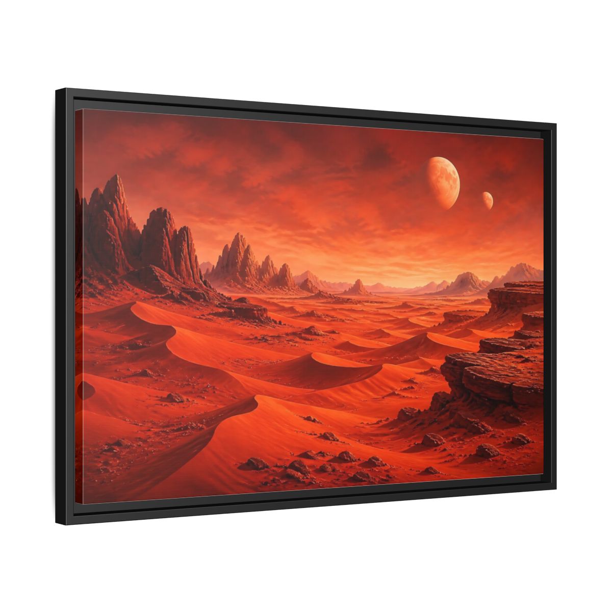 Side Mockup 14. Science Fiction Alien Landscape Red Desert Landscape shown as stretched canvas wall art