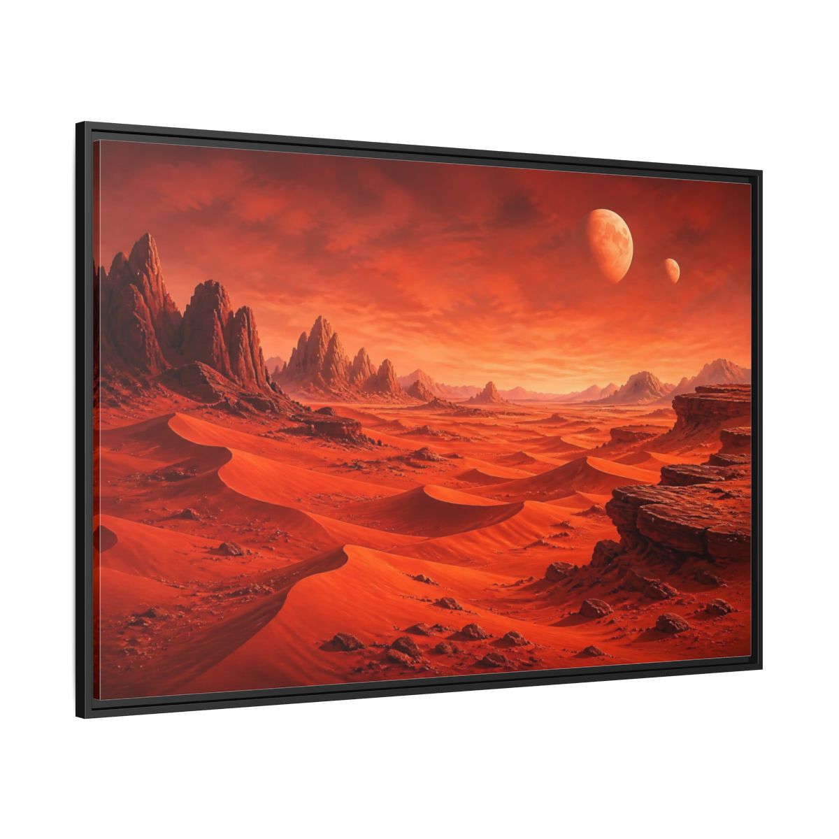 Side Mockup 12. Science Fiction Alien Landscape Red Desert Landscape shown as stretched canvas wall art