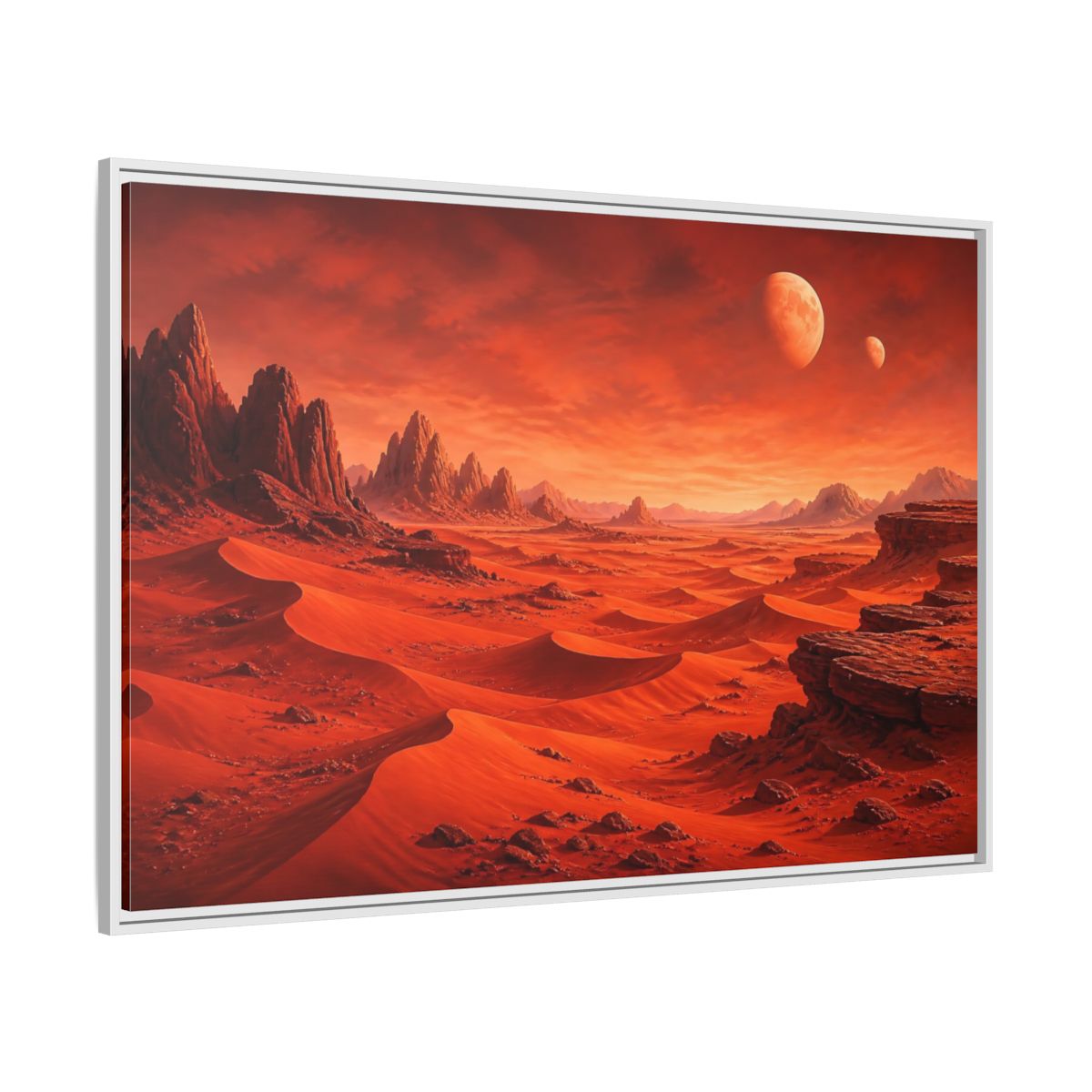 Side Mockup 7. Science Fiction Alien Landscape Red Desert Landscape shown as stretched canvas wall art