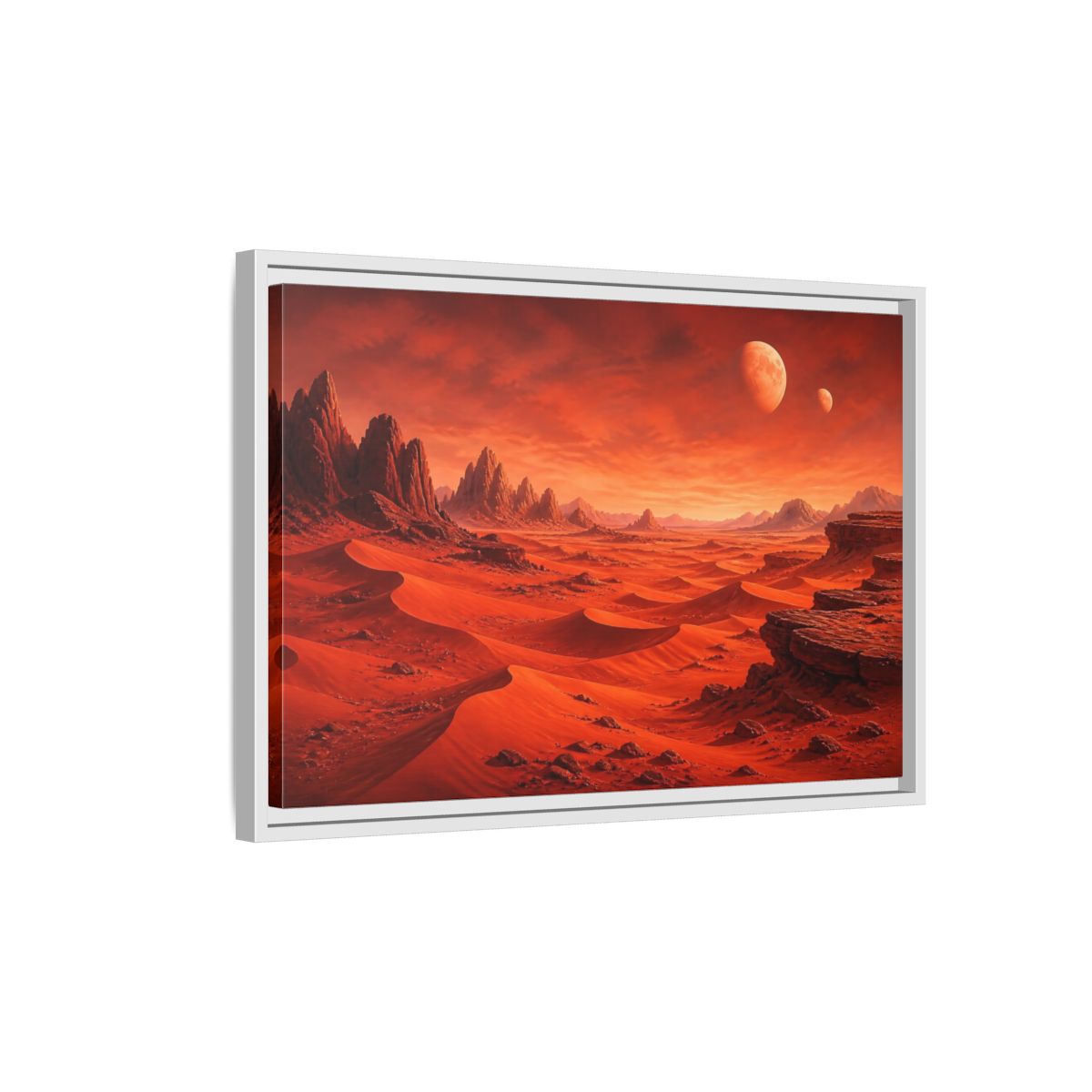 Side Mockup 1. Science Fiction Alien Landscape Red Desert Landscape shown as stretched canvas wall art