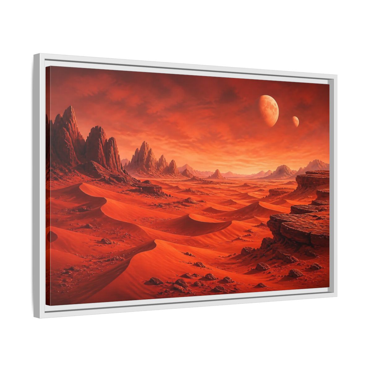 Side Mockup 10. Science Fiction Alien Landscape Red Desert Landscape shown as stretched canvas wall art
