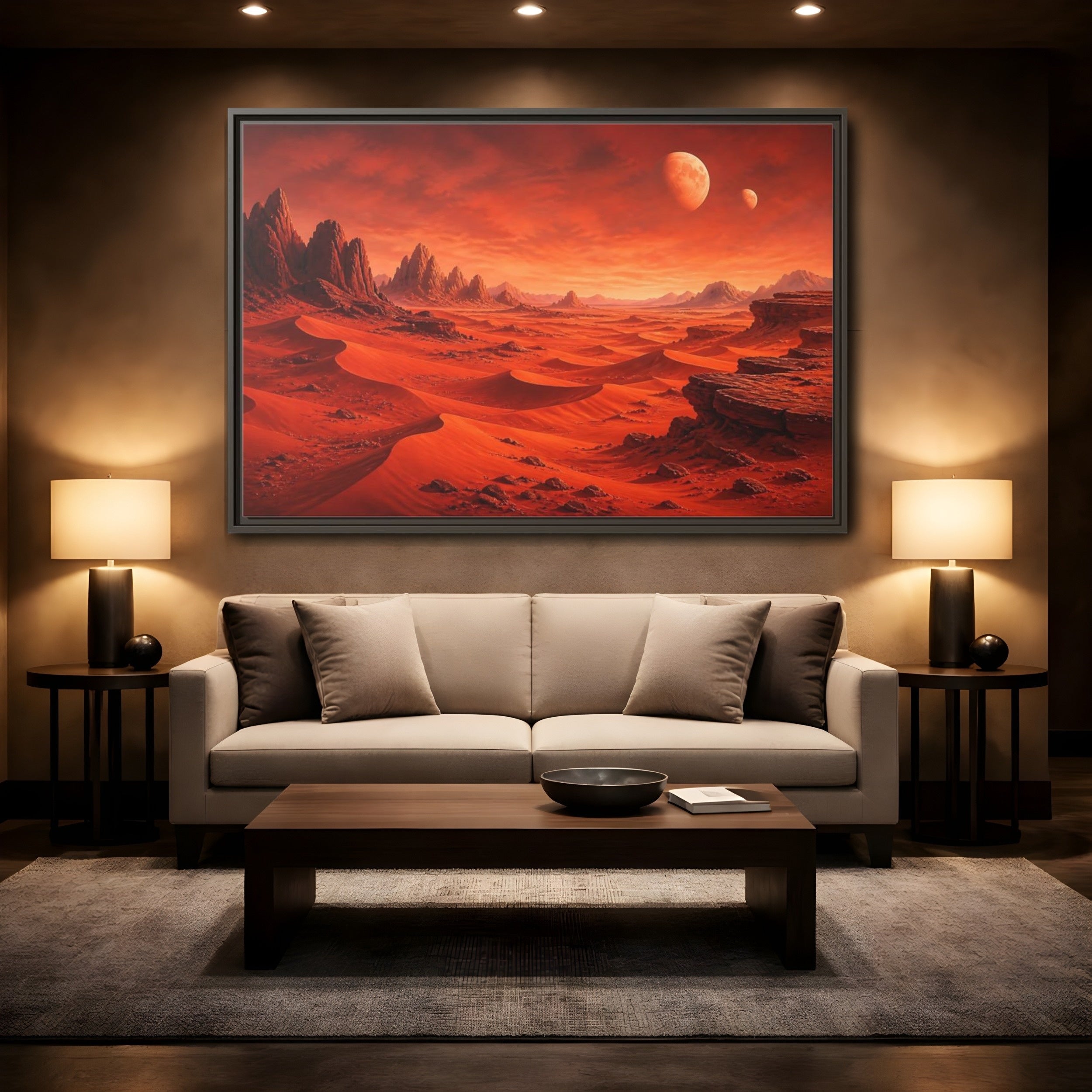 Mockup 2. Science Fiction Alien Landscape Red Desert Landscape shown as stretched canvas wall art