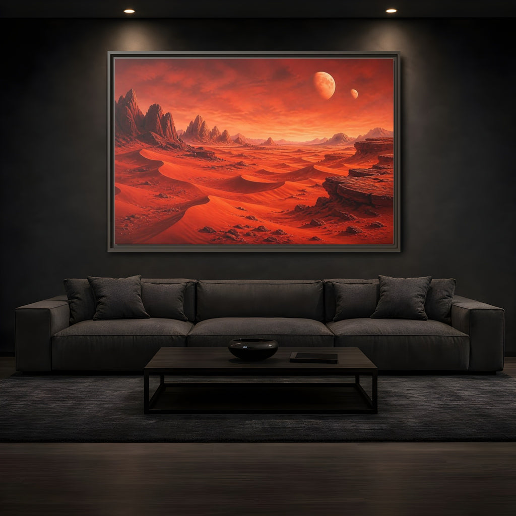 Mockup 3. Science Fiction Alien Landscape Red Desert Landscape shown as stretched canvas wall art